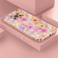 Plating Case For Xiaomi Poco X3 X2 X5 X4 Pro M2 M4 M5S M3 F4 F3 GT C40 Silicone Soft Flower Shockproof Phone Cover Coque