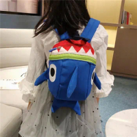 2023 Children 's Backpack Kindergarten Anti-lost Traction Rope Cartoon Cute Shark Male and Female Baby School Bag Gifts