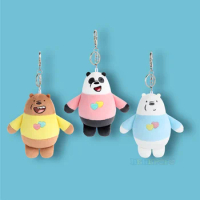 12cm We Bare Bears Anime Plush Keychain Toys Pendant Grizzly Panda Ice Bear Key Ring Stuffed Dolls Plushies Gifts