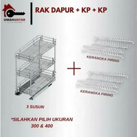 Rak Piring Dapur 3 Susun Chrome 300 , 400mm Huben 400 RD + KP + KP