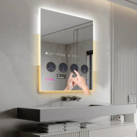33" x 24" Smart Bathroom Vanity Waterproof Mirror Build in 21.5" Touch Screen TV with Adjustable 3 Color Led Lighted
