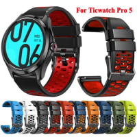 24mm Silicone Straps For Ticwatch Pro 5 Bracelet Wristband Ticwatch Pro 5 Smart Watch Band Replacement Bracelet Breathable Strap