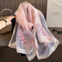 Khăn Quàng Cổ Tơ Lụa Thêu (HOA SAO)_Pink Lady Store
