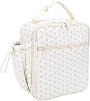 Cute Lunch for Women Floral Quilted Lunch Bag with Side Bottle Pocket Coquette Insulated Lunch Bag f
