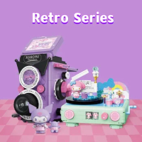 Sanrio Toys Vintage Dual Reflector Camera Spliced Building Blocks Kuromi My Melody Model Decoration Children's Toy Gift
