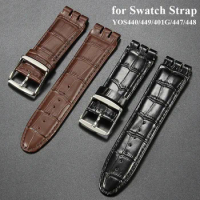23mm Genuine Leather Watch Strap for Swatch Watch Band YOS440/449/401G/447/448 Replacement Bracelet Waterproof Watch Accessories