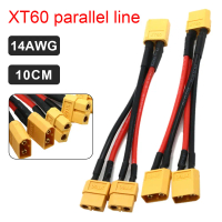 XT60 Male Female Cable Parallel Battery Connector 3-Way 14AWG Silicone Wire Dual Extension Cable Y S