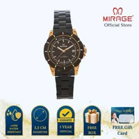 Mirage Jam Tangan Wanita Analog 8713 L Black Rose Gold Original Stainless Plat Hitam
