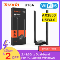USB WIFI Adapter WiFi 6 AX1800 Dual-Band Tenda Network Card 1800mbps USB3.0 5dBi antennas 2.4&amp;5G Wireless Adapter for PC Laptop