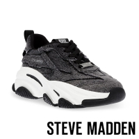 【STEVE MADDEN】PARK AVE 拼接綁帶不修邊老爹鞋(黑色)