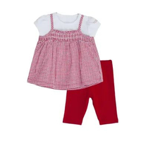 TORIO Legging Set Smocked Red - Baju Bayi - Setelan Bayi Perempuan 9-12M