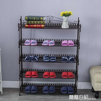 歐式鐵藝鞋架多層家用客廳落地式置物架簡易不銹鋼鞋櫃摺疊架