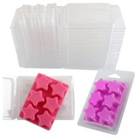 Wax Melt Containers-6 Cavity Clear Empty Plastic Wax Melt -50 Packs Pentacle Shape Clamshells for Tarts Wax Melts
