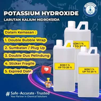 KOH 1 %, KOH 5 %, KOH 10 %, KOH 20 %, KOH 1 M – Larutan Kalium Hidroksida 1000 mL | Siap Pakai & Efe