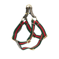 Gucci 古馳 展示品 紅綠織帶寵物胸背頸圈-XL(695252-烏木)