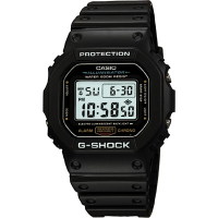 【CASIO 卡西歐】學生錶 G-SHOCK 經典DW-5600系列電子手錶-黑/42mm 女王節(DW-5600E-1)