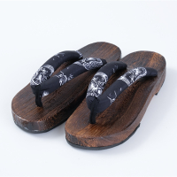 Man Wooden Outdoor Slippers Beach Wear Flip Flops Japanese Traditional Clogs Geta Kimono Samurai Cos