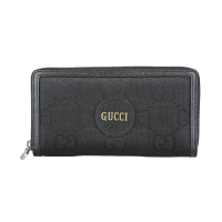 【GUCCI 古馳】GUCCI Off the Grid系列燙金字LOGO尼龍拼接牛皮12卡拉鍊長夾(黑)