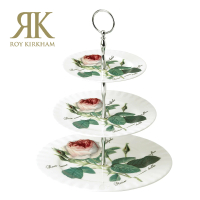 【英國ROY KIRKHAM】Redoute Rose 浪漫淺玫瑰系列3層骨瓷蛋糕架(英國製造進口)