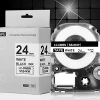 2x 24mm SC24KW Label Tape Cartridge For Kingjim Epson SR230C SR230CH SR530C SR3900C Label Printer