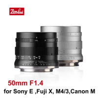 Zonlai 50mm F1.4 Prime Lens for Canon EF-M Fuji X Sony E M4/3 Mount Mirrorless Cameras Manual Focus APS-C Lens