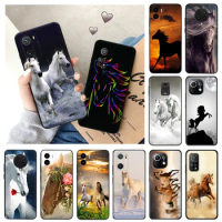 Soft Case for Redmi 10 10A 10C K60 E Note10 Lite 10S Xiaomi Mi 10T Pro 5G A2 A1 8 Animal Flower Horse Black Phone Cases Cover