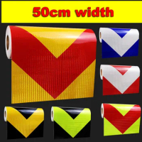 50cm*1m Arrow Reflective Sticker Night Safety Warning Road Guide Self-adhesive Tape