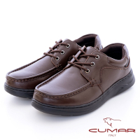 【CUMAR】舒適推薦頂級柔軟皮革商務氣墊鞋-咖啡色