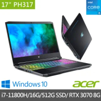 【贈1TB行動硬碟】Acer PH317-55-73N6 17.3吋獨顯電競筆電(i7-11800H/16G/512G SSD/GeForce RTX 3070