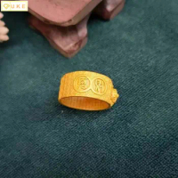 Thou 24. k Genuine Pure Copy Real 18k Yellow Gold 999 24k Does Not Fade. It Is a Six Character Truth Ring for Men and Women Neve