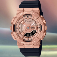 CASIO 卡西歐 G-SHOCK 多層次金屬 雙顯腕錶-玫瑰金 母親節 禮物 42mm / GM-S110PG-1A