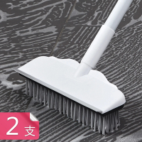 雙效合一地板清潔刷 能刷能刮可伸縮刮水刀地板刷-2入(附加長杆)