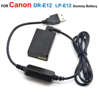 DR-E12 Coupler LP-E12 Dummy Battery+5V USB Cable Adapter ACK-E12 Adapter Power Bank For Canon EOS M M2 M10 M50 M100 M200 Camera