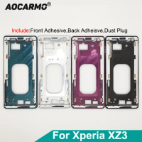 For Sony Xperia XZ3 H8416 H9436 H9493 Middle Frame Chassis Bezel Bracket Panel Metal Plate With Dust Plug Front Back Adhesive