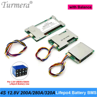 สมดุลแบตเตอรี่ Lifepo4, Turmera, 4S, 12.8V, 200A, 280A, 320A, บอร์ดป้องกัน BMS, เหมาะสำหรับแบตเตอรี่