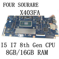 X403FA For ASUS VivoBook-14 X403FA X403FN X403F Laptop Motherboard with I5-8265U/ I7-8565U CPU and 8GB/16GB RAM