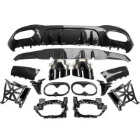 For Mercedes Benz W177 AMG Sedan A180 A200 A160 A250 A35 A45 2019-2024 Rear Bumper Lip Diffuser Muffler Exhaust Tip Splitter Kit