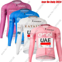 UAE Team Cycling Jersey Giro 2024 Long Sleeve Tour De Italy Pink Clothing Road Bike Shirts Bicycle Tops MTB Uniform