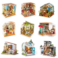 Robotime DIY Wooden Miniature Dollhouse 1:24 Handmade Doll House Model Building Kits Toys For Children  Drop Shipping