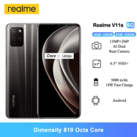 Realme V11s 5G Mobile Phones 6.5" FHD+ Dimensity 810 Octa Core 13MP AI Dual Rear Camera 18W Fast Charge Smartphones 128GB ROM