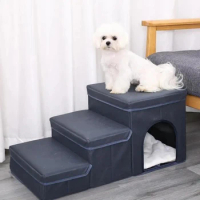 Dog Stair Foldable Pet Steps Stair 3 Layer Sofa Bed Climbing Step Ladder With Storage Box Pet Supplies For Small Dogs Cats Puppy
