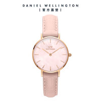 Daniel Wellington DW 手錶 Petite Rouge 28mm 珍珠貝真皮皮革腕錶-玫瑰金 DW00100511