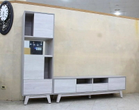 【歐風別館】雅米8.6尺清水模+仿古洗白色L型電視櫃【基隆至台中免運費】