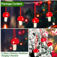5Kit Small Mushroom Christmas Pendant Wool Hanging Ornaments for Tree Decorative Making Kids Hair Band Exquisite Crafts