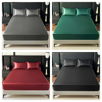 Abraca Dabra Satin Soft 100%Silk Solid Bedding Fitted Sheet - Single/Queen/King Smooth cooling tatam