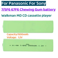 10pcs 7/5f6 1500mAh 1.2V chewing gum battery for Sony Walkman for Panasonic Walkman CD player MD rechargeable battery