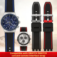 For Swatch Fashion Waterproof Silica gel Watch strap Mash-up color 19 20 21mm Movement Rubber Soft Watchband Black Red Bracelet