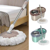 Household Spin Mop And Bucket with Wheels Set Labour-Saving Automatic Spin Cleaning Mop With Wringer For Living Room