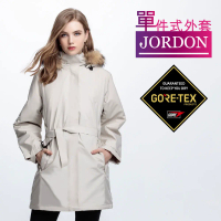 【JORDON 橋登】防風防水/商務/旅行 GORE-TEX時尚機能內鋪羽絨大衣#暗紅色_L-暗紅色,L