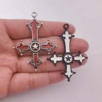 5 Pcs 54x40 mm 4-color Bloody Inverted Cross Charm Pendant Metal Pendant Earrings Key Ring Decoration DIY Material Production